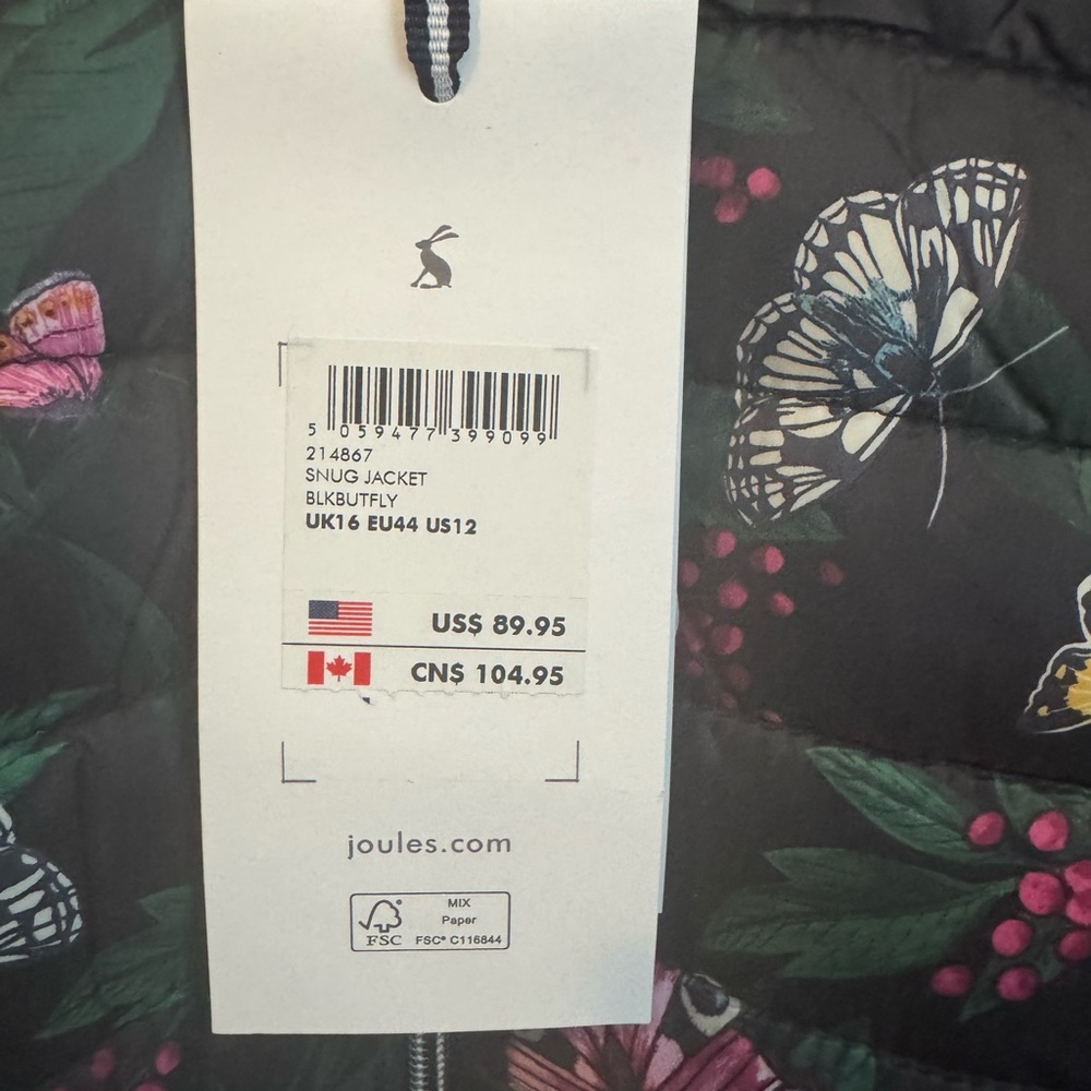 Joules Floral Puffer Jacket - Black with Multicolor Accents - Picture 4 of 8